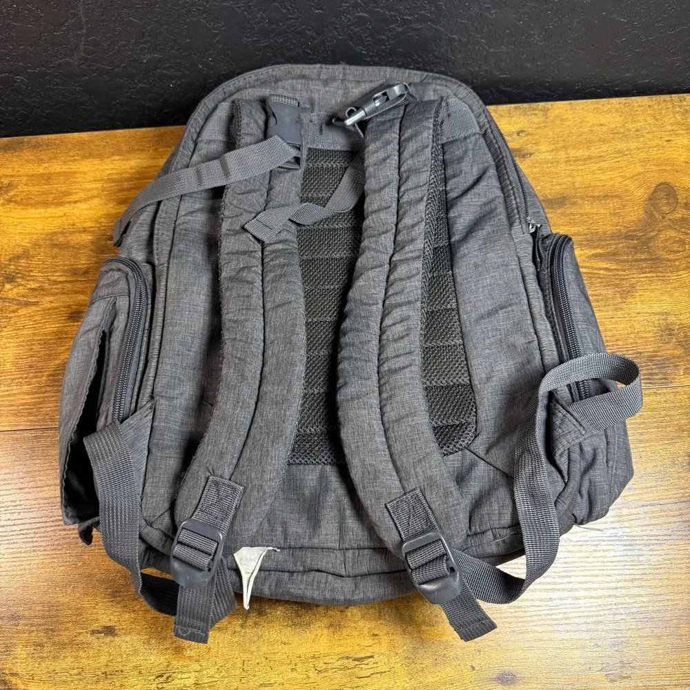 Eddie Bauer Quilted Grey Polyester Multi-Pocket‎ Laptop Backpack Unisex Medium